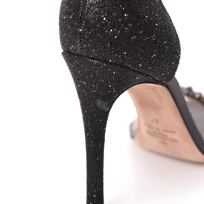 Valentino Garavani Beaded Jewel Embellished Ankle Strap Sandals 37 Black 13 of 21