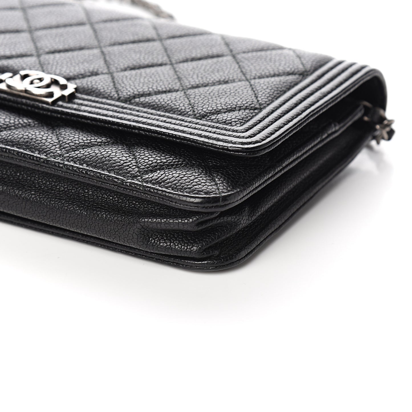 Caviar Quilted Boy Wallet On Chain WOC Black