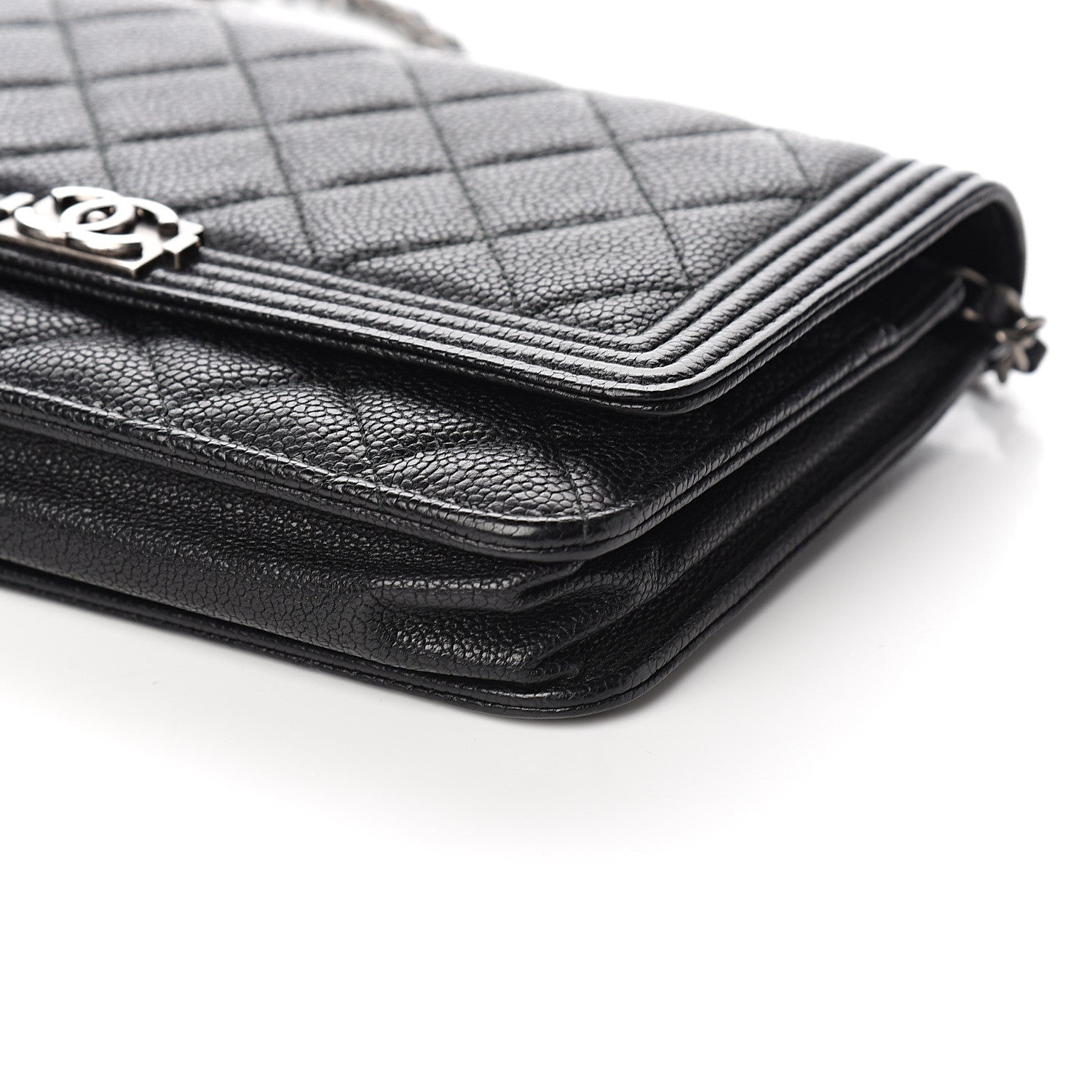 Chanel Caviar Quilted Boy Wallet On Chain WOC Black 9 of 10