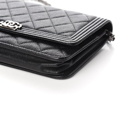 Chanel Caviar Quilted Boy Wallet On Chain WOC Black 9 of 10