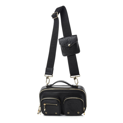 Louis Vuitton Calfskin Monogram Embossed Utility Crossbody Black 1 of 9
