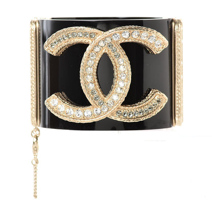 Chanel Resin Crystal CC Cuff Black Gold 1 of 6