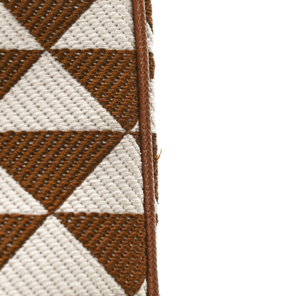 Prada Jacquard Saffiano Triangolo Symbole Embroidered Mini Galleria Double Zip Tote Tabacco Talco 9 of 9