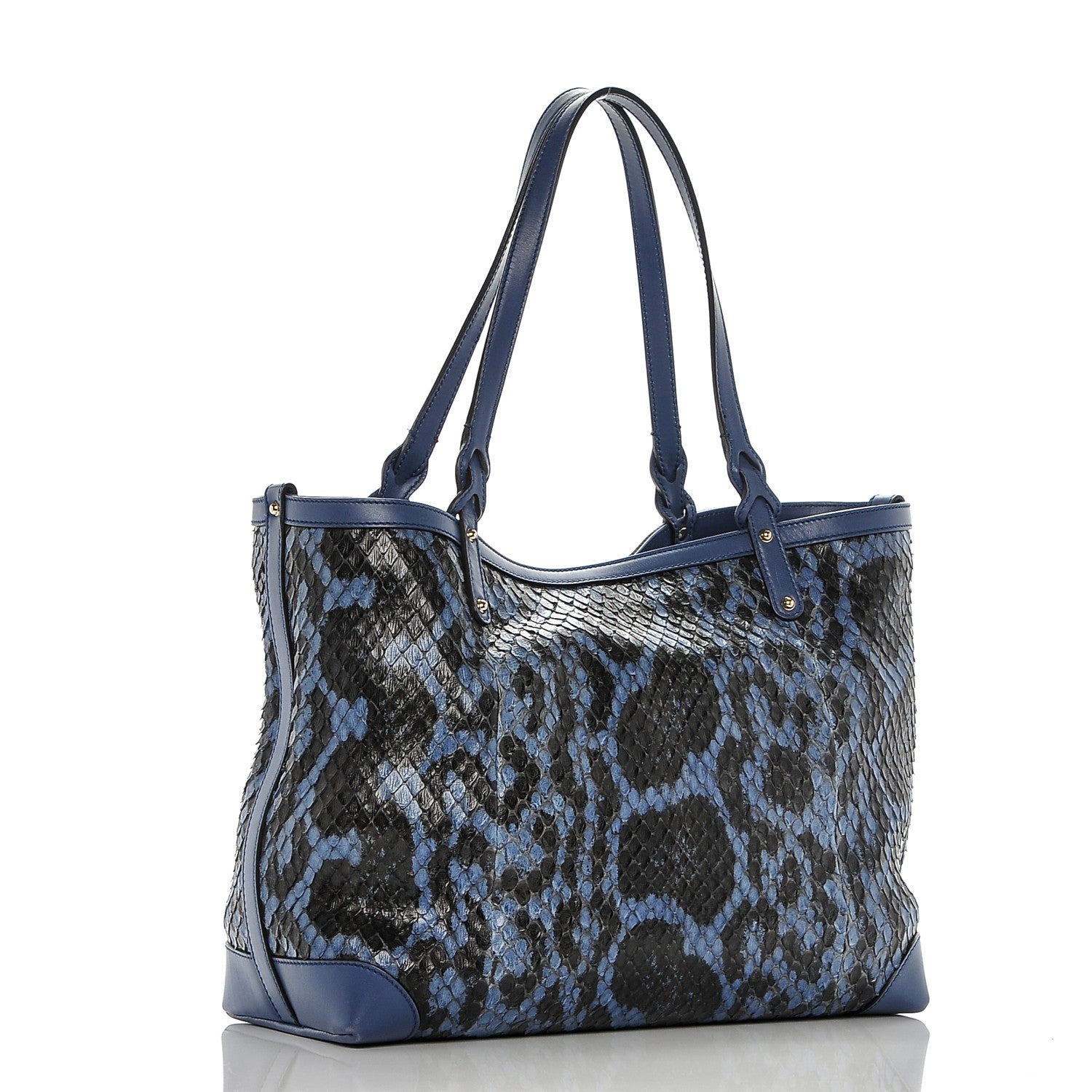 Gucci Python Medium Craft Tote Blue 4 of 9