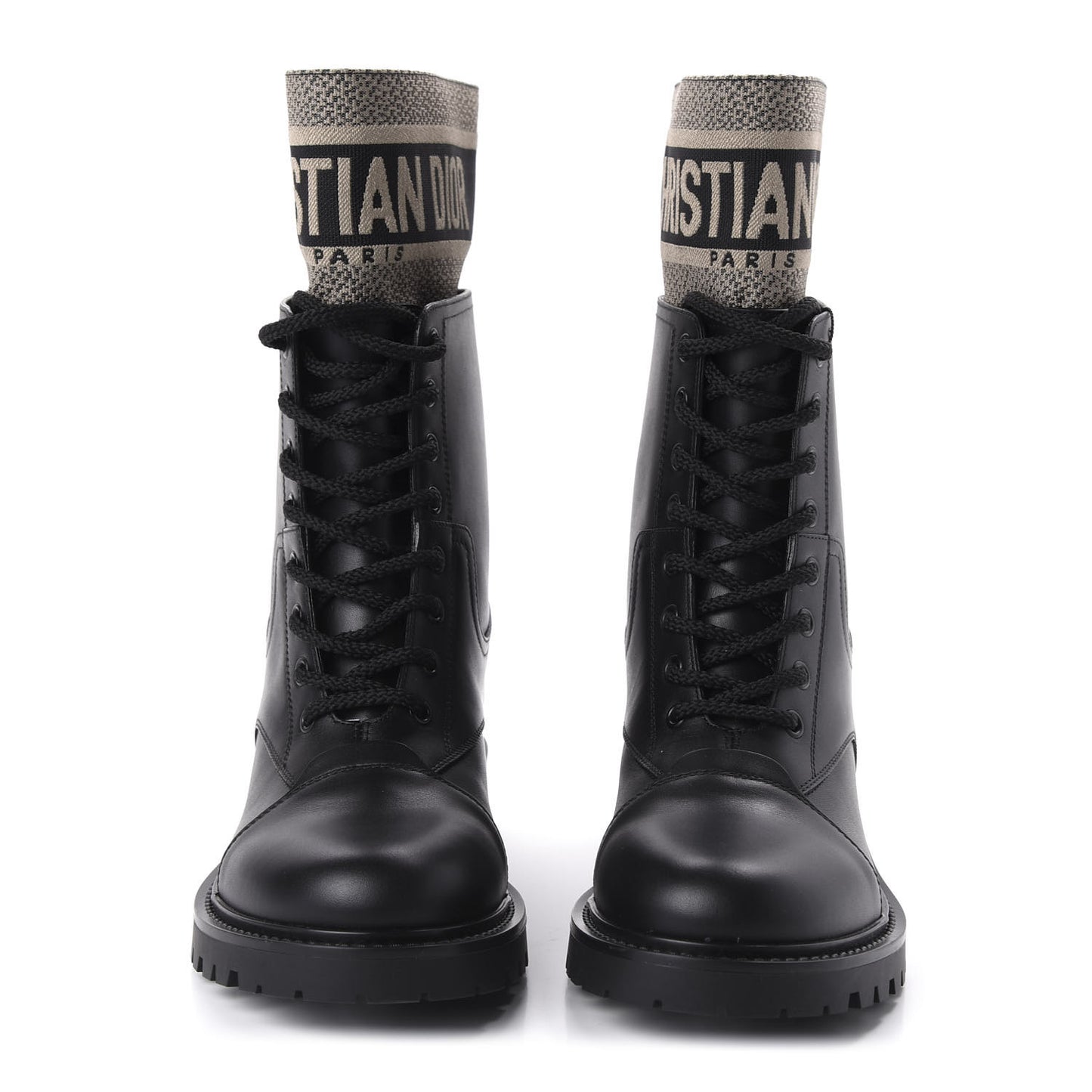Calfskin Technical Fabric D-Major Ankle Boots 39 Black Taupe