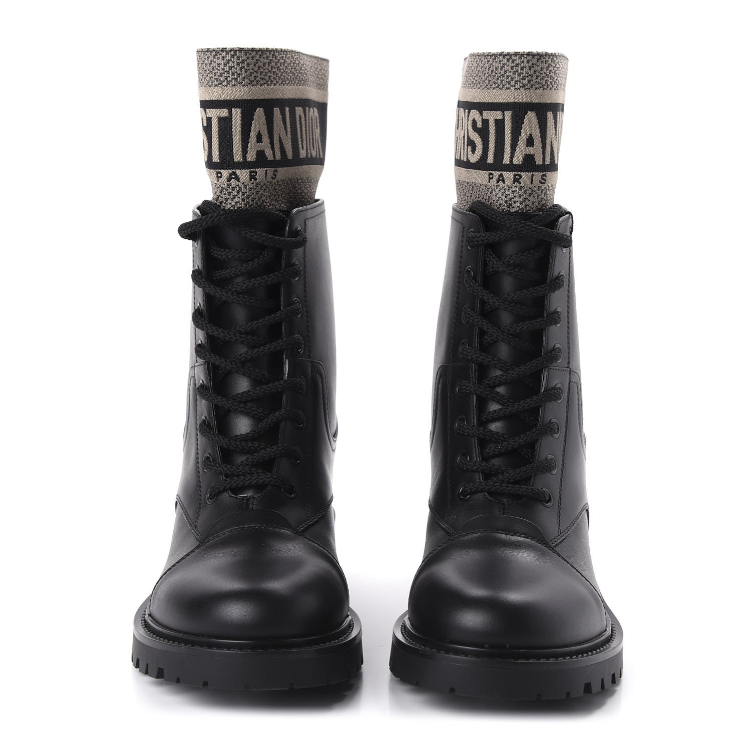 Christian Dior Calfskin Technical Fabric D-Major Ankle Boots 39 Black Taupe 2 of 10