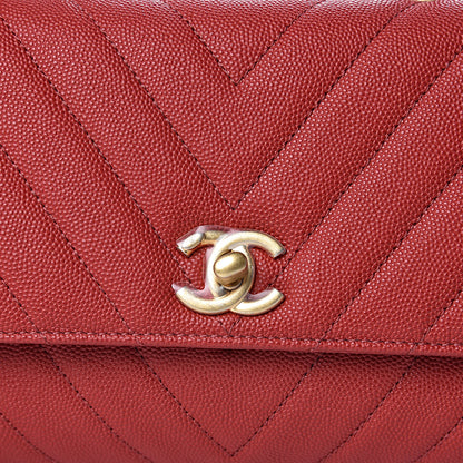 Chanel Caviar Chevron Quilted Mini Coco Handle Flap Red 10 of 10