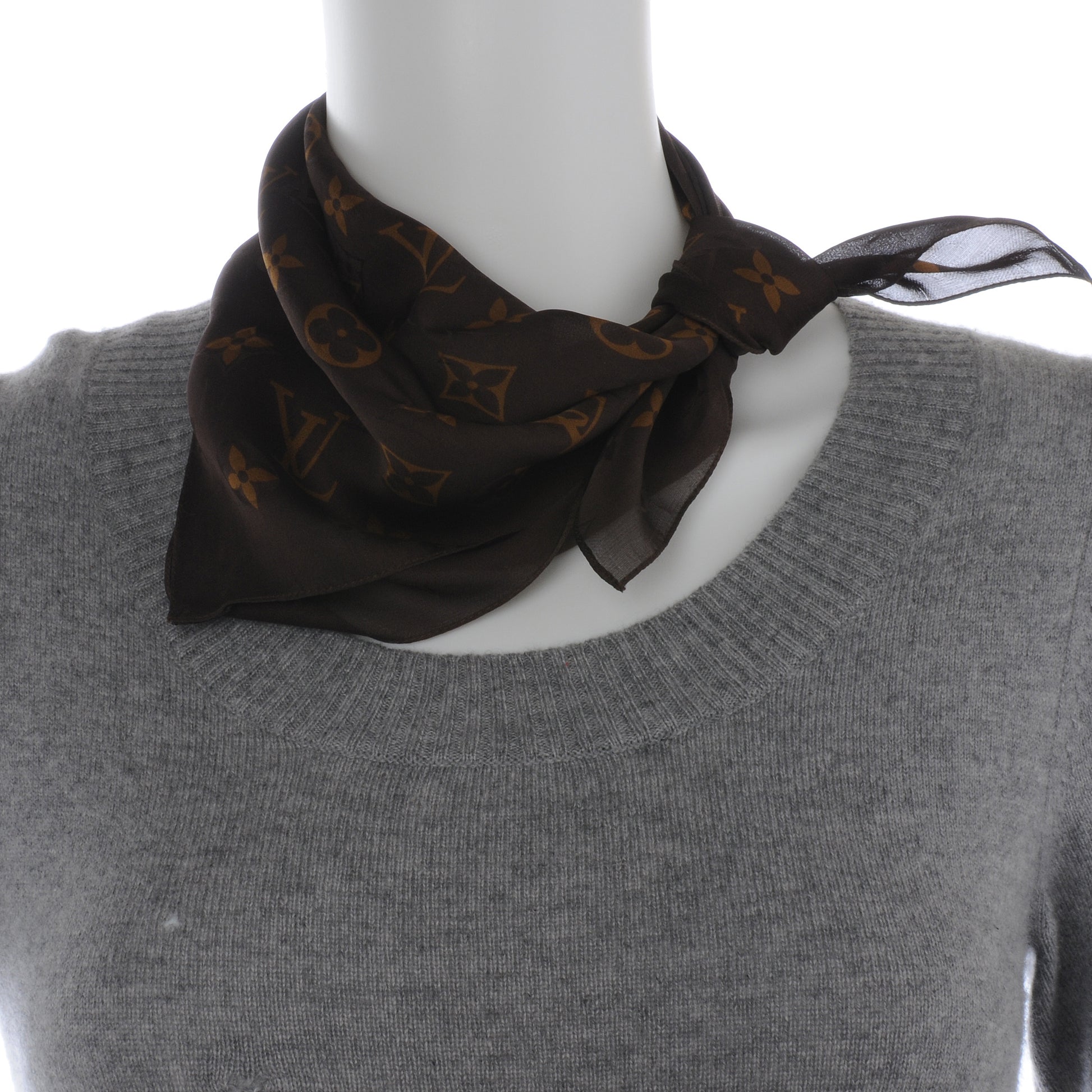 Louis Vuitton Silk Monogram Bandana Marron 3 of 4