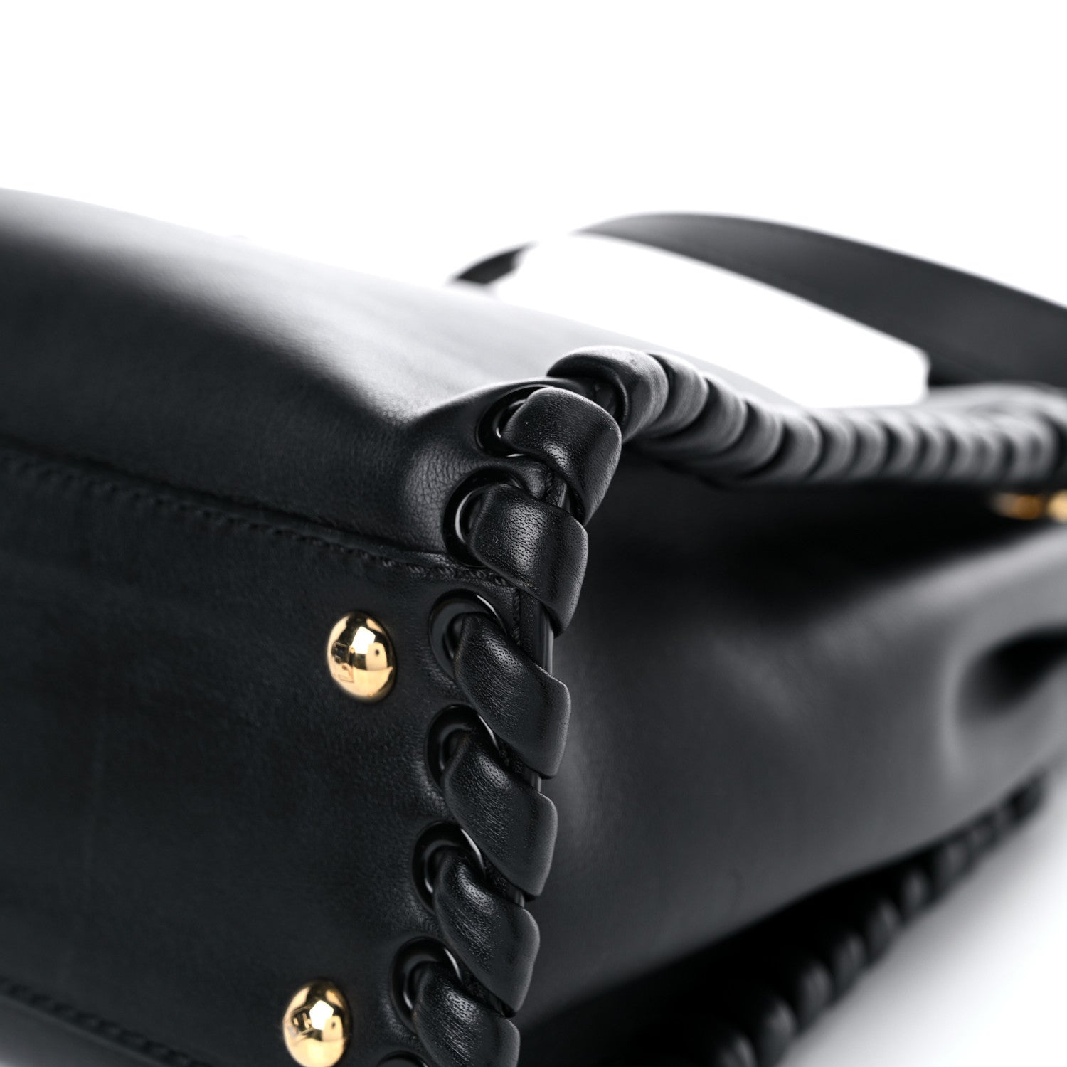 Fendi Vitello Seta Lace Up Medium Peekaboo Iconic Satchel Black 11 of 12