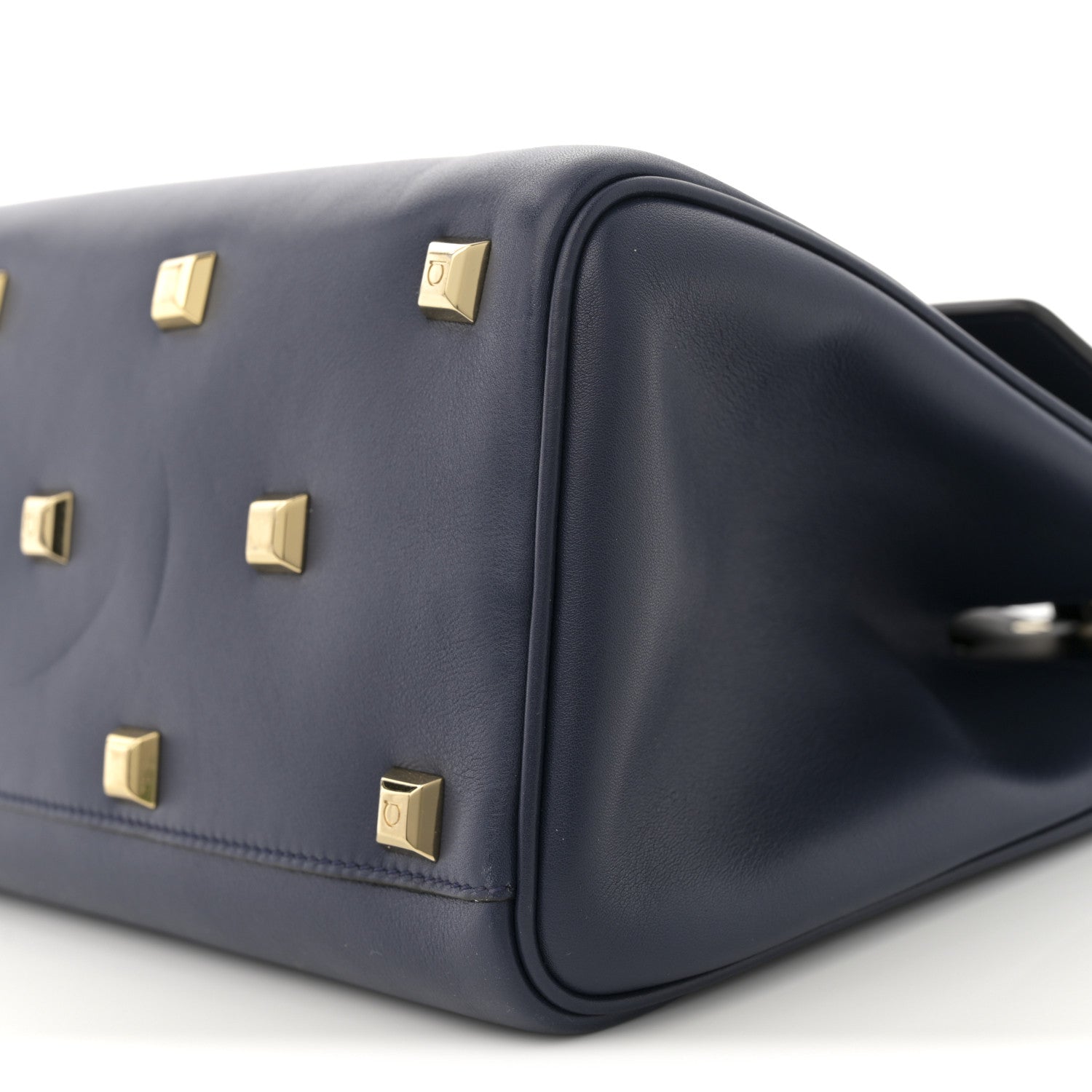 Salvatore Ferragamo Calfskin Studio Bag Navy 9 of 9