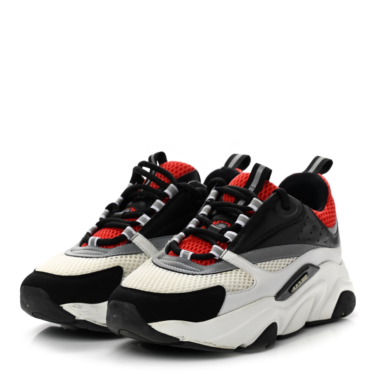 Christian Dior Technical Mesh Calfskin Mens B22 Sneakers 41 Black White Red 3 of 13