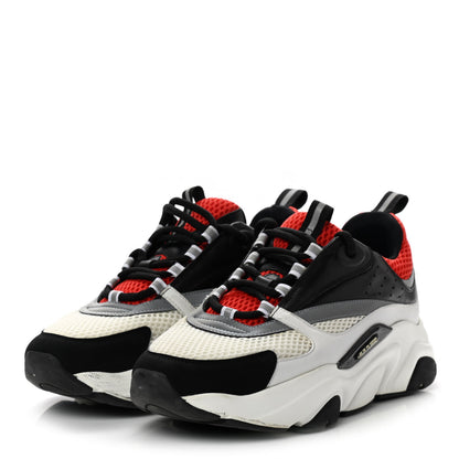 Christian Dior Technical Mesh Calfskin Mens B22 Sneakers 41 Black White Red 3 of 13