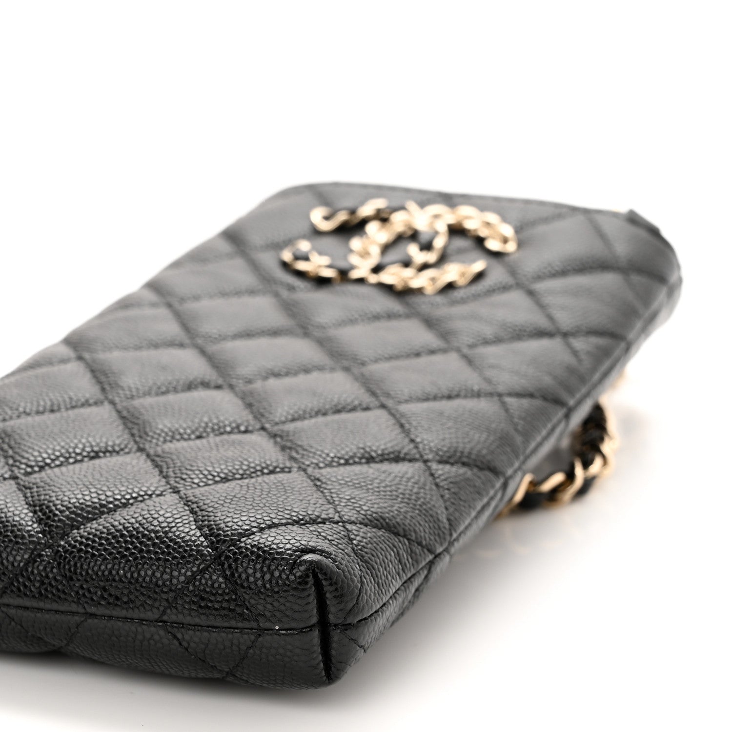 Chanel Caviar Quilted French New Wave Phone Holder With Chain Black 11 of 12