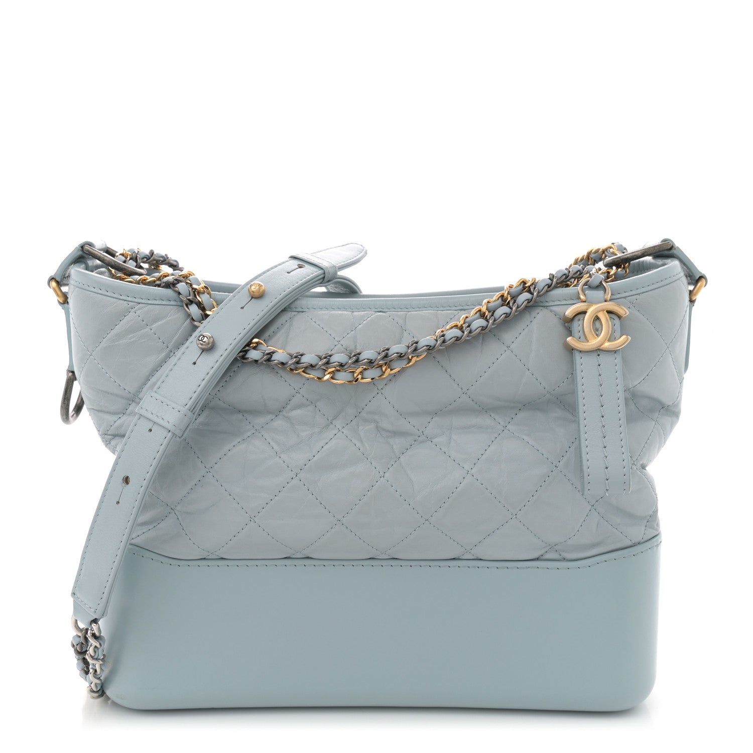 Chanel Aged Calfskin Quilted Medium Gabrielle Hobo Light Blue 1 of 13