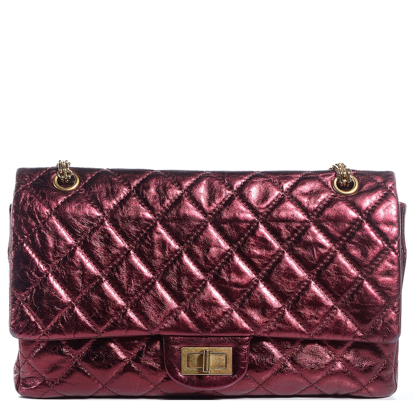 Calfskin 2.55 Reissue 227 Flap Metallic Dark Red