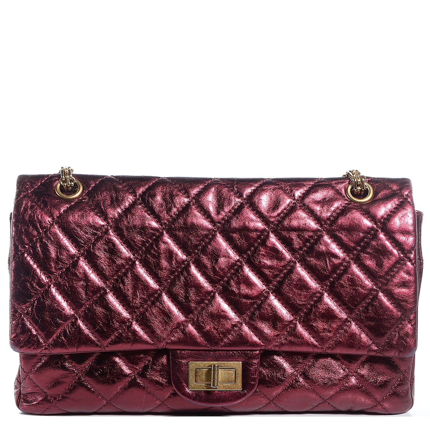 Chanel Calfskin 2.55 Reissue 227 Flap Metallic Dark Red 1 of 8
