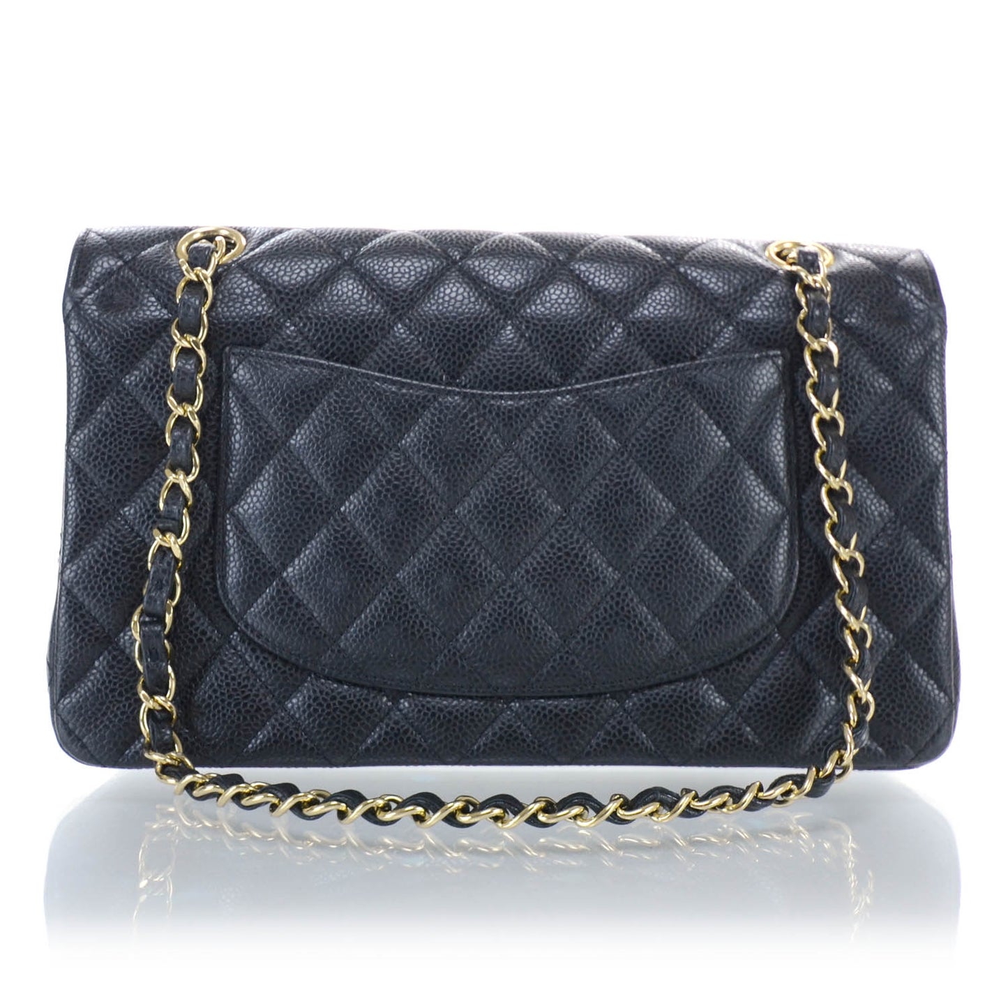 Caviar Quilted Medium Double Flap Black