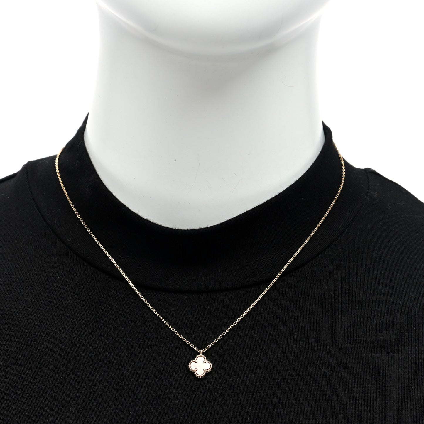 18K Rose Gold Carnelian Sweet Alhambra Pendant Necklace