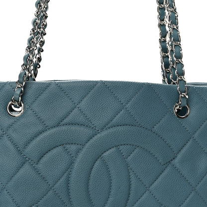 Chanel Caviar Quilted CC Timeless Soft Tote Blue 8 of 14