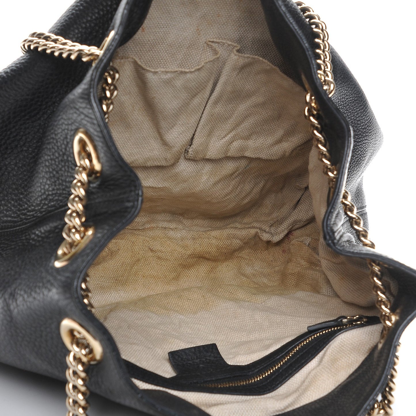 Pebbled Calfskin Medium Soho Chain Shoulder Bag Black