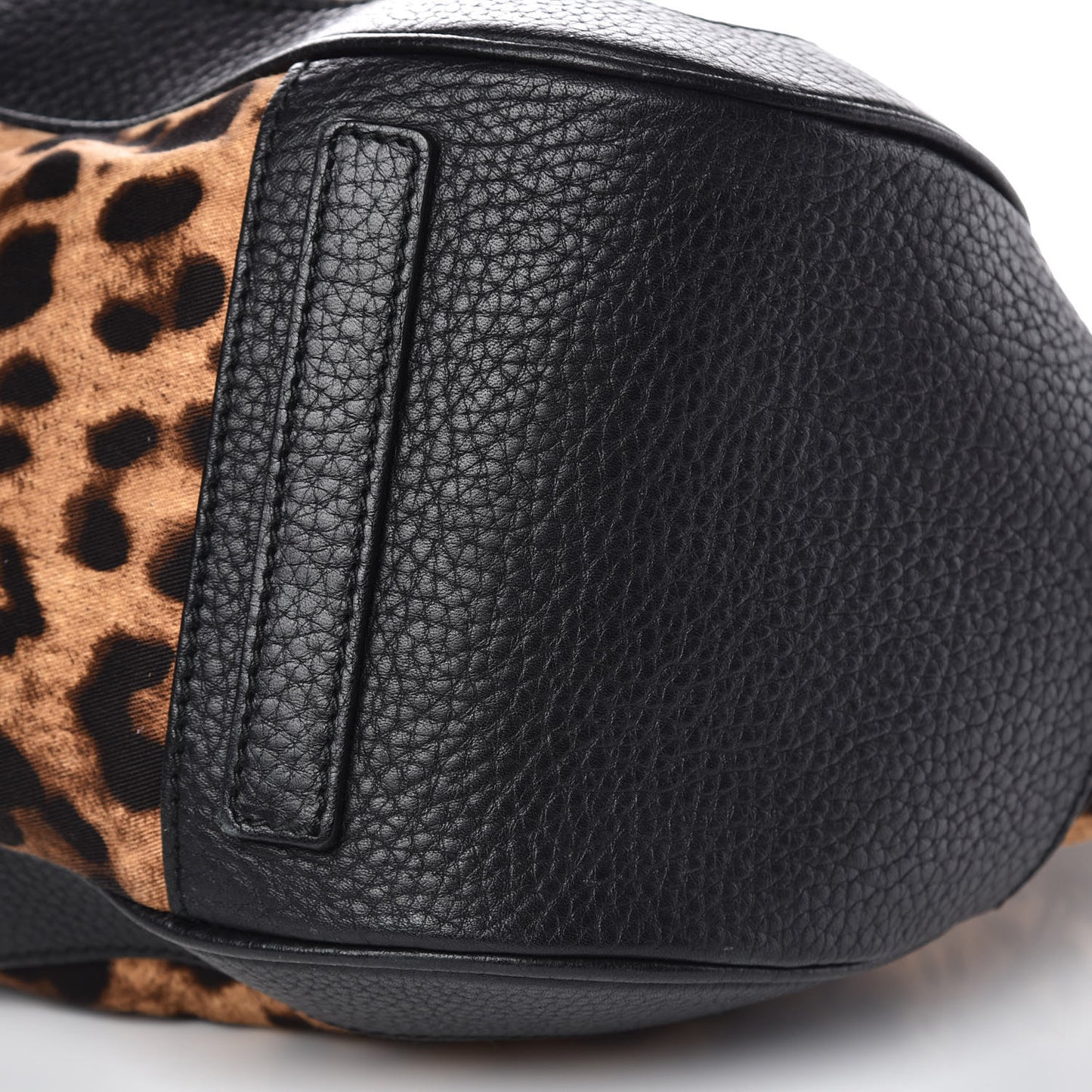 Leopard Print Canvas Calfskin Animalier Shoulder Bag Black