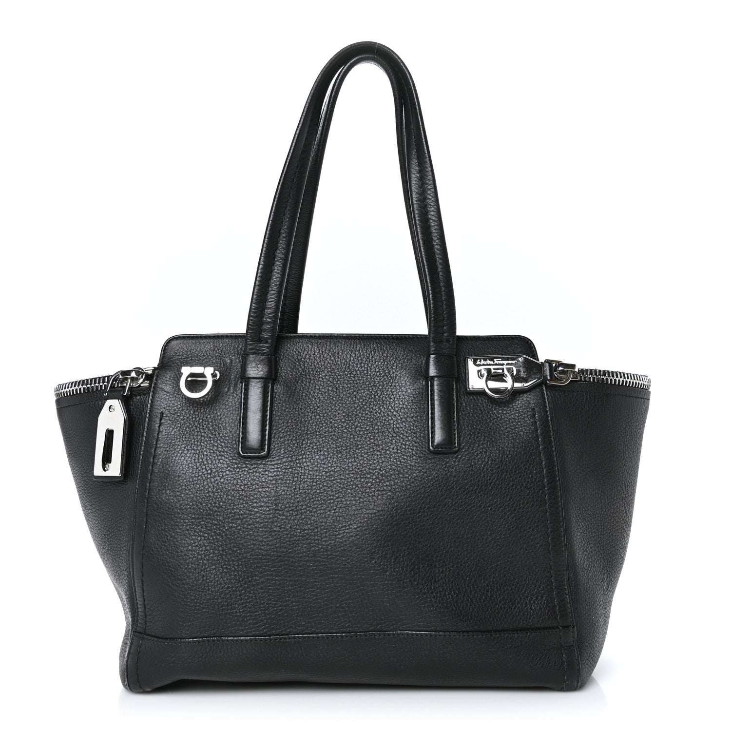 Salvatore Ferragamo Calfskin Medium Verve Double Zip Tote Black 1 of 7