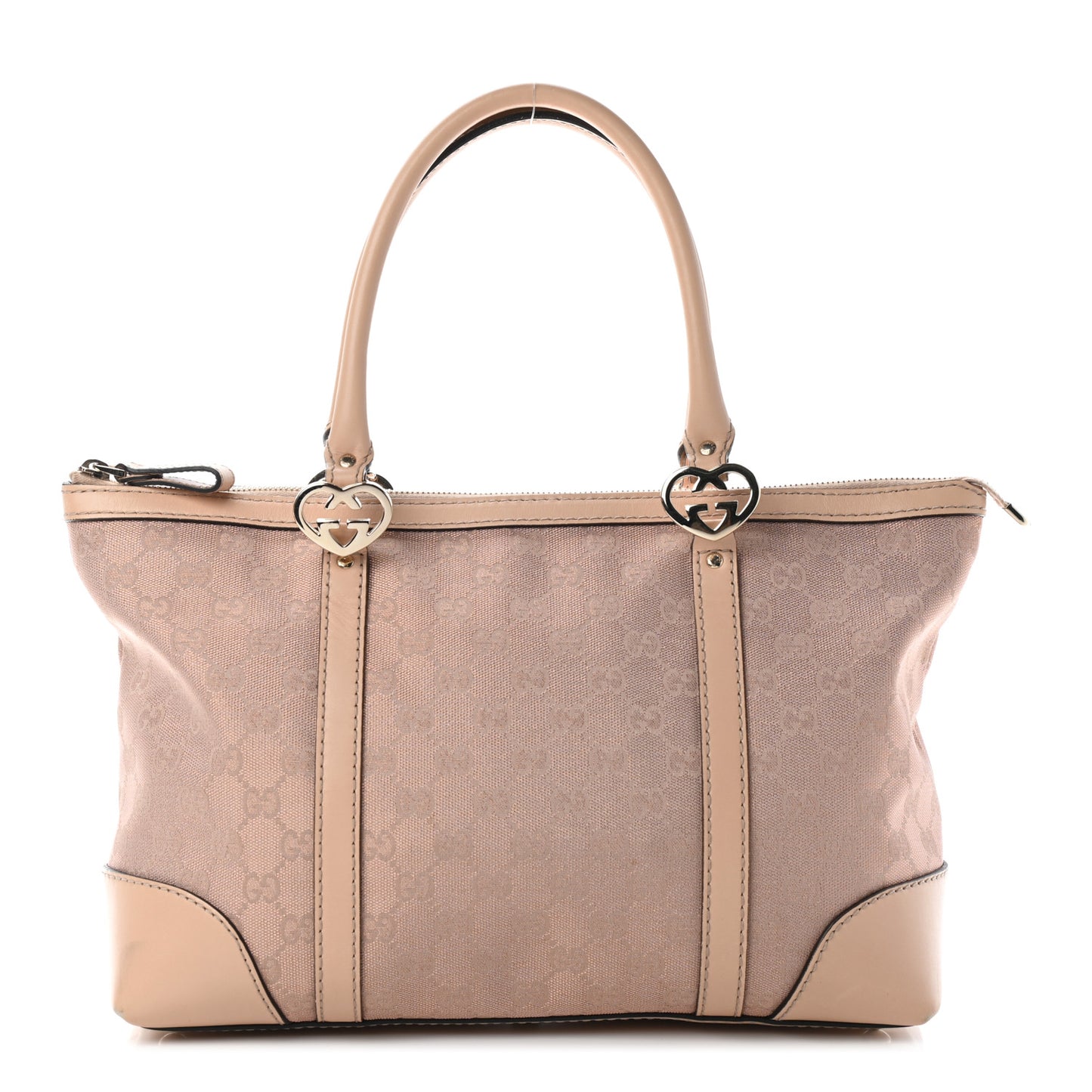 Metallic Monogram Small Lovely Heart Tote Pink