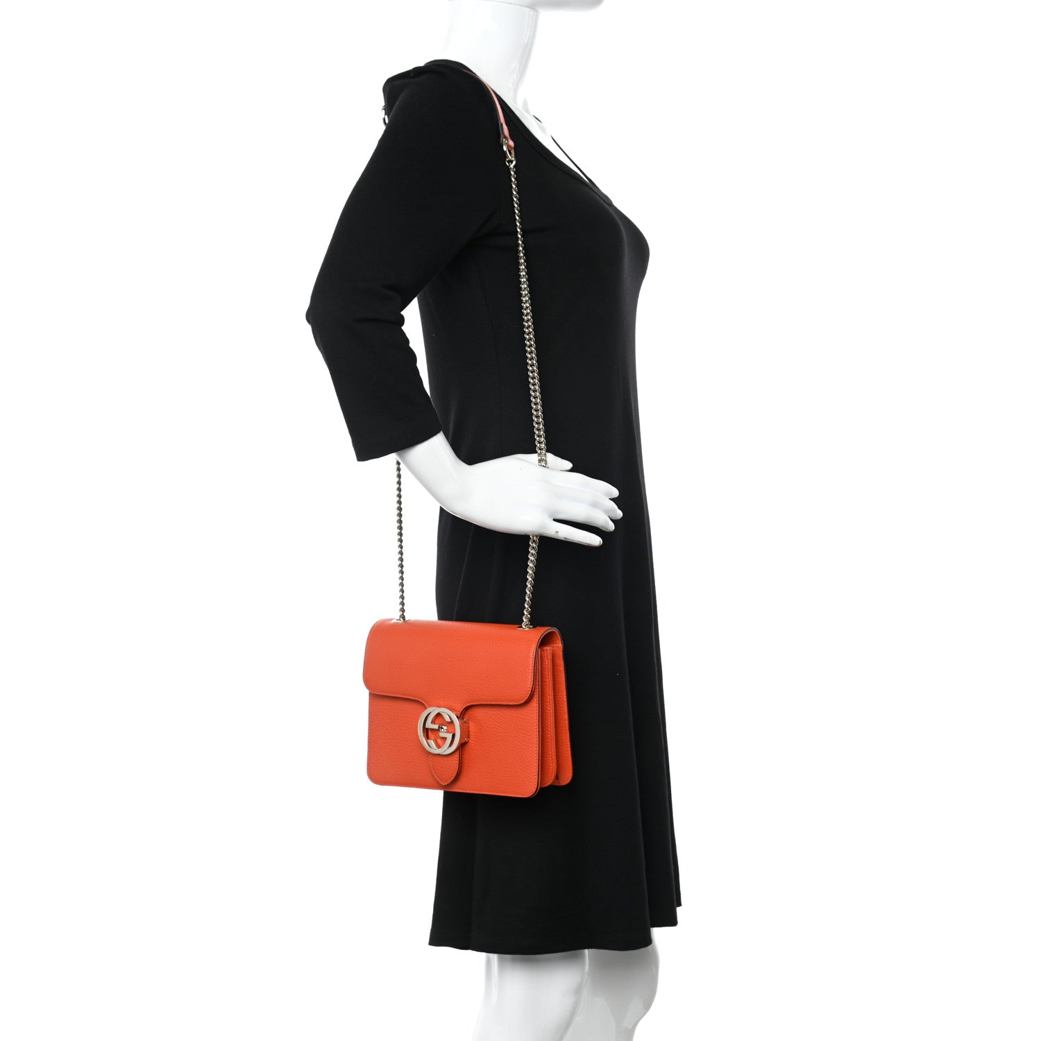 Gucci Dollar Calfskin Small Interlocking G Shoulder Bag Sun Orange 2 of 9