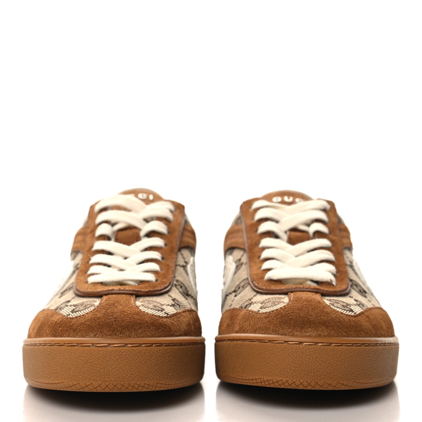 Suede GG Monogram Womens G75 Sneakers 39 Beige and Dark Brown