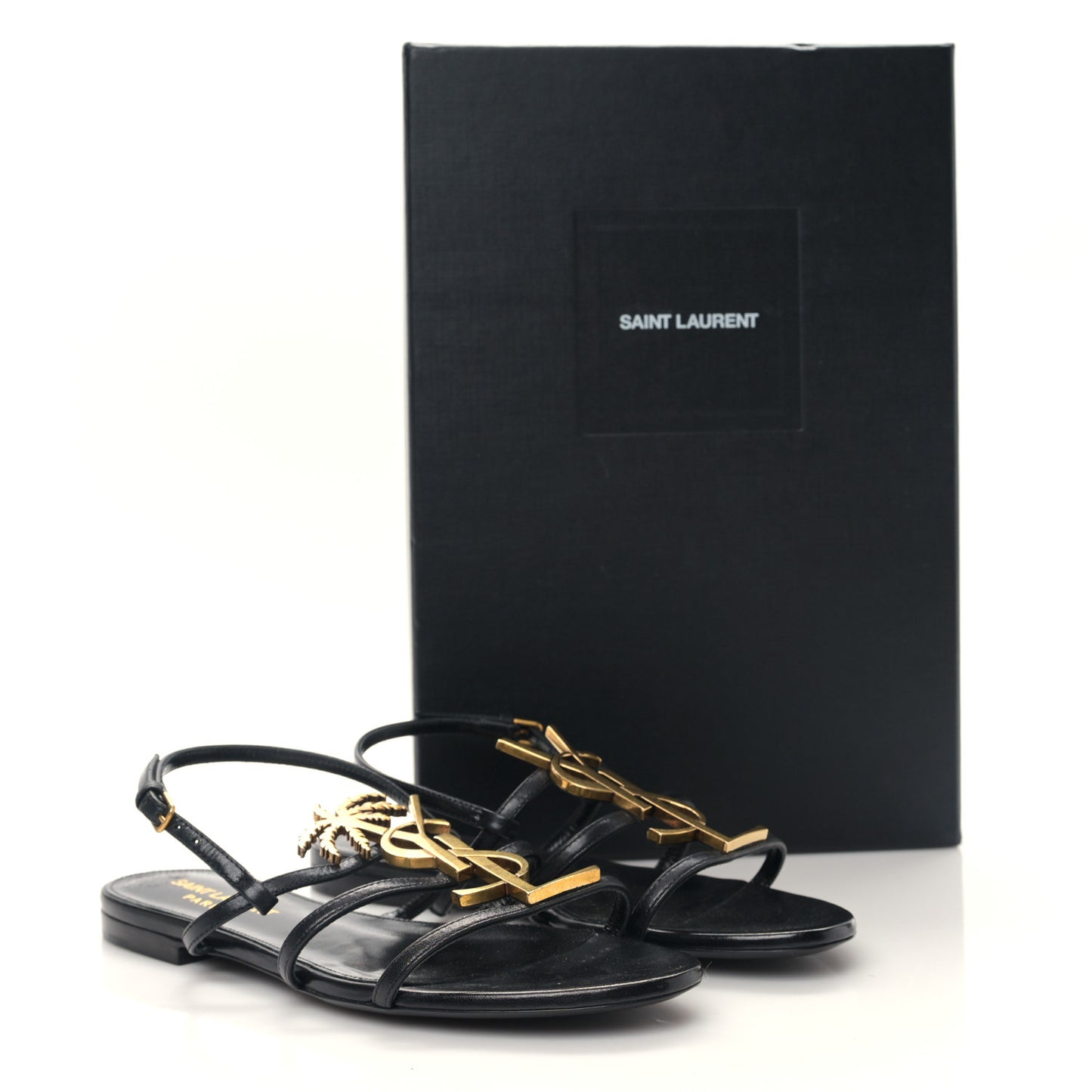 Calfskin Cassandra Monogram Sandals 35.5 Black