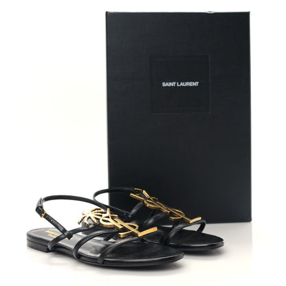 Saint Laurent Calfskin Cassandra Monogram Sandals 35.5 Black 8 of 8