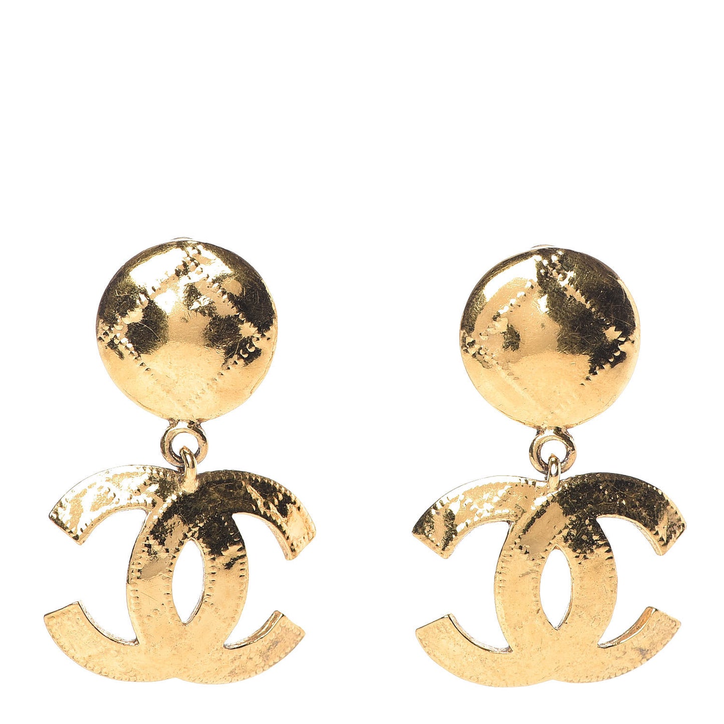 CC Drop Clip On Earrings Gold