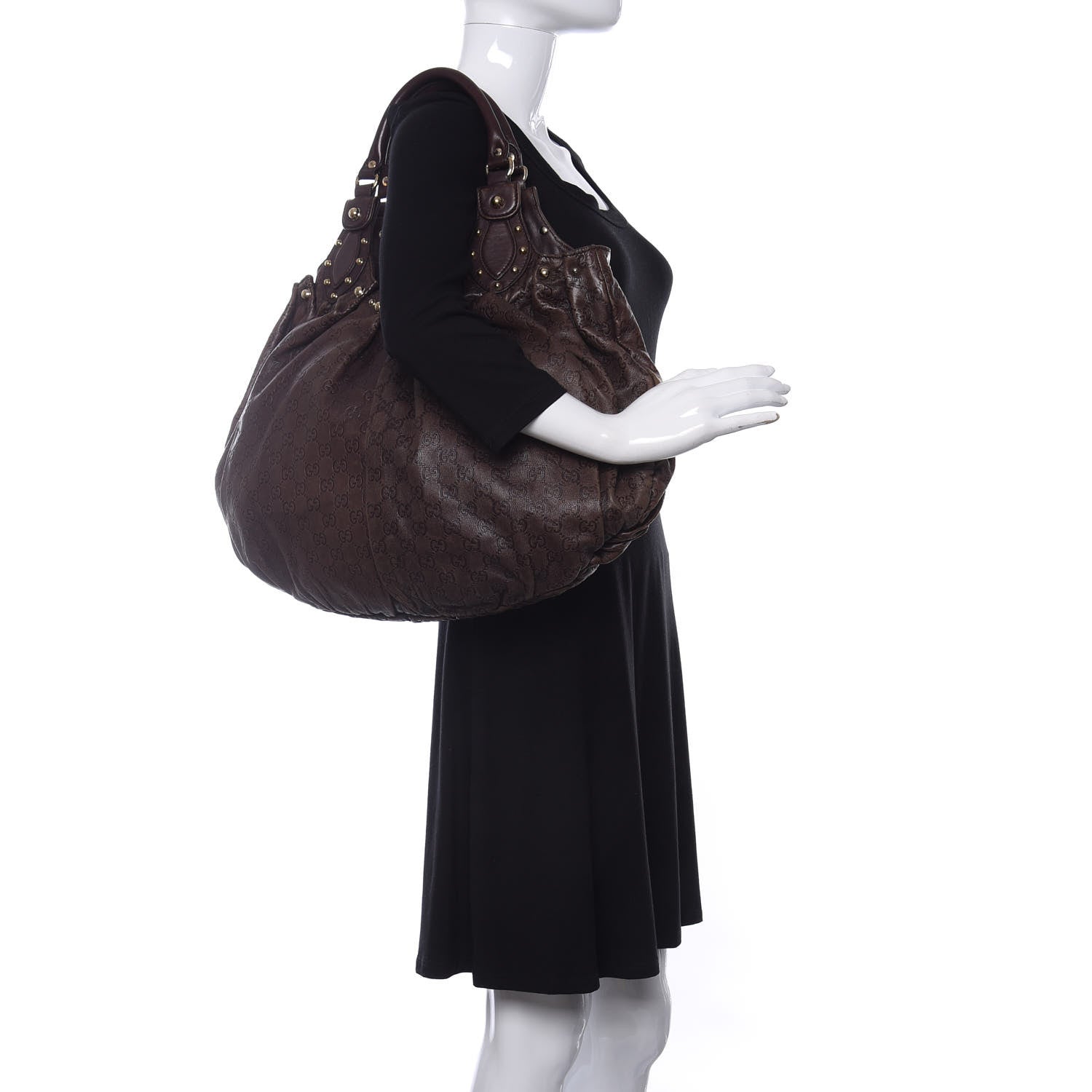 Gucci Guccissima Studded Pelham Shoulder Bag Dark Brown 2 of 10