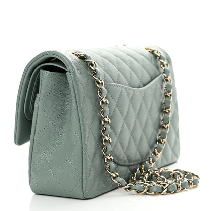 Chanel Caviar Quilted Medium Double Flap Green 3 of 11