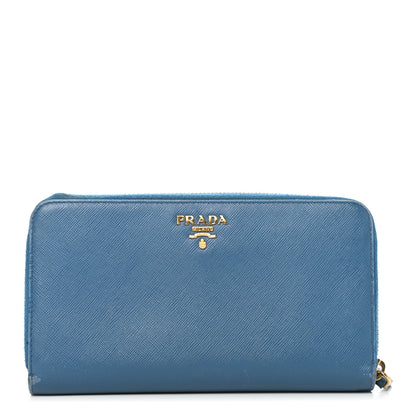 Prada Saffiano Metal Zip Around Wallet Voyage 1 of 8