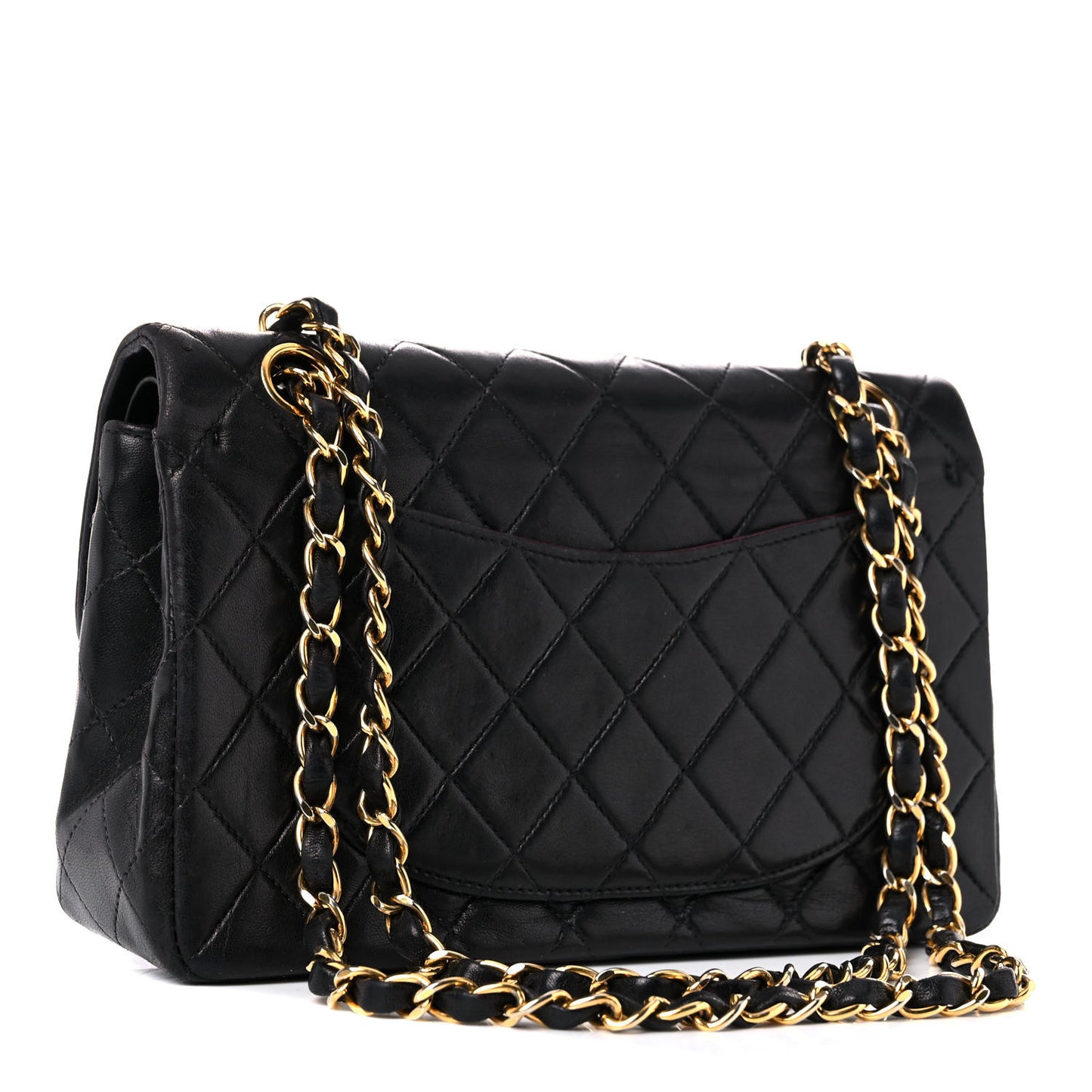 Lambskin Quilted Medium Double Flap Black