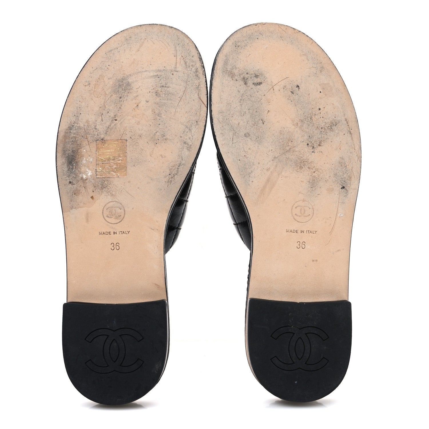 Chanel Lambskin Quilted Chain CC Sandals 36 Black 7 of 11