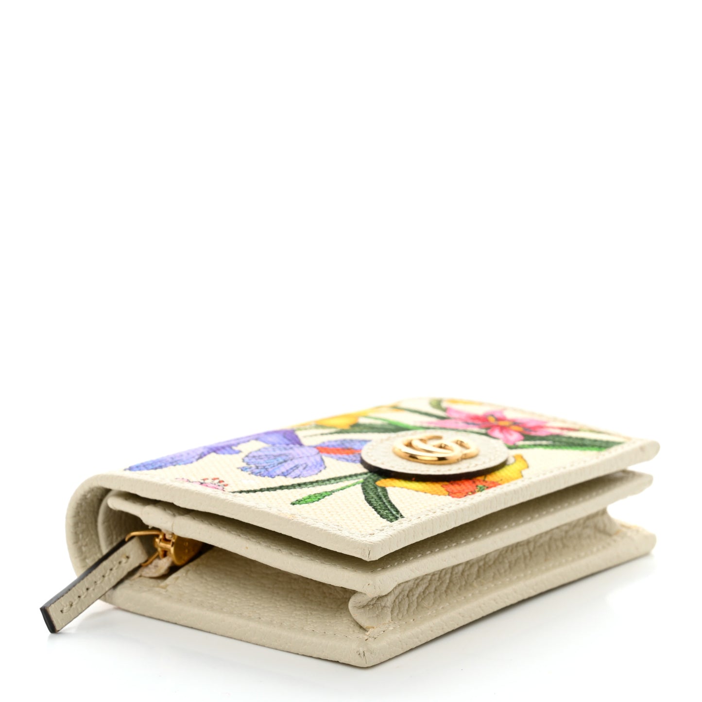 Canvas Flora Card Case Wallet White