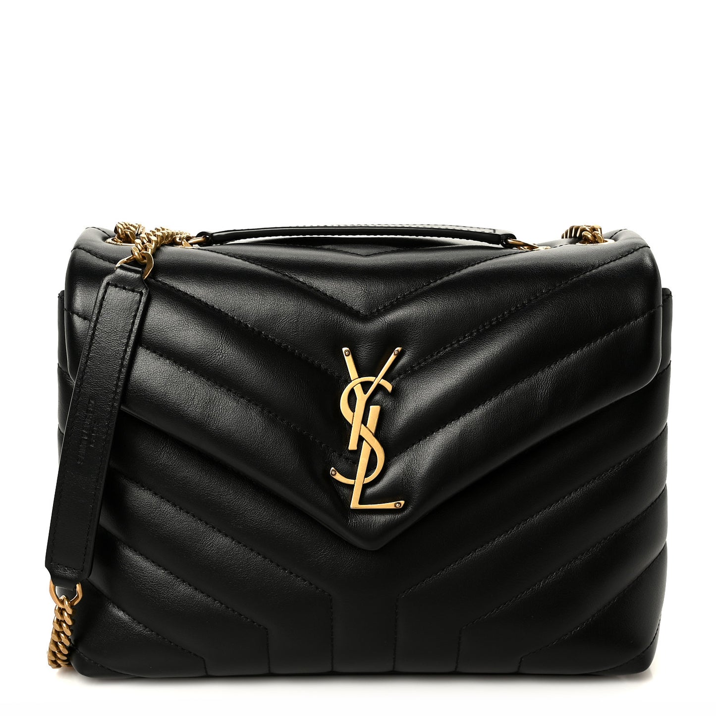 Calfskin Y Quilted Monogram Small Loulou Chain Satchel Black