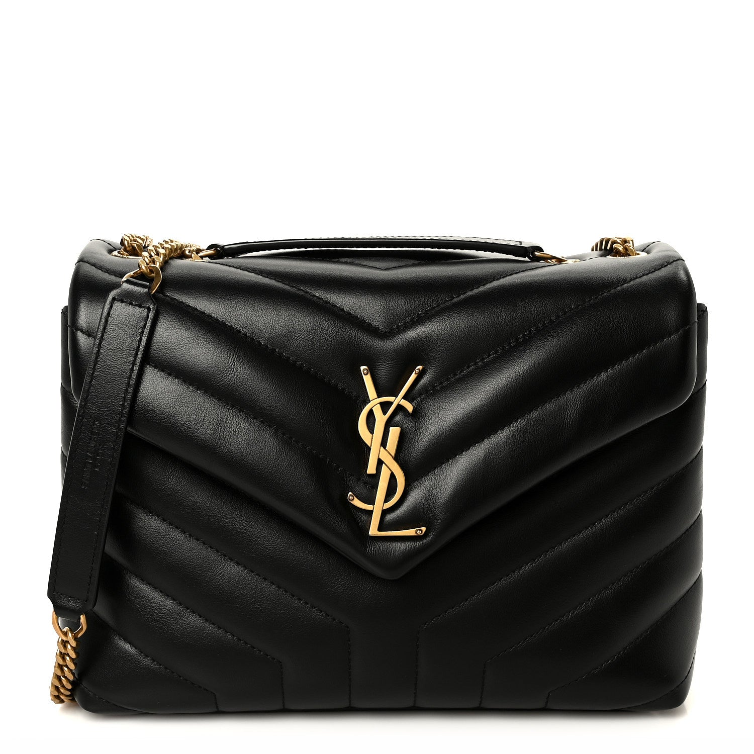 Saint Laurent Calfskin Y Quilted Monogram Small Loulou Chain Satchel Black 1 of 11