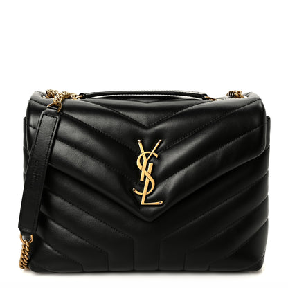 Saint Laurent Calfskin Y Quilted Monogram Small Loulou Chain Satchel Black 1 of 11