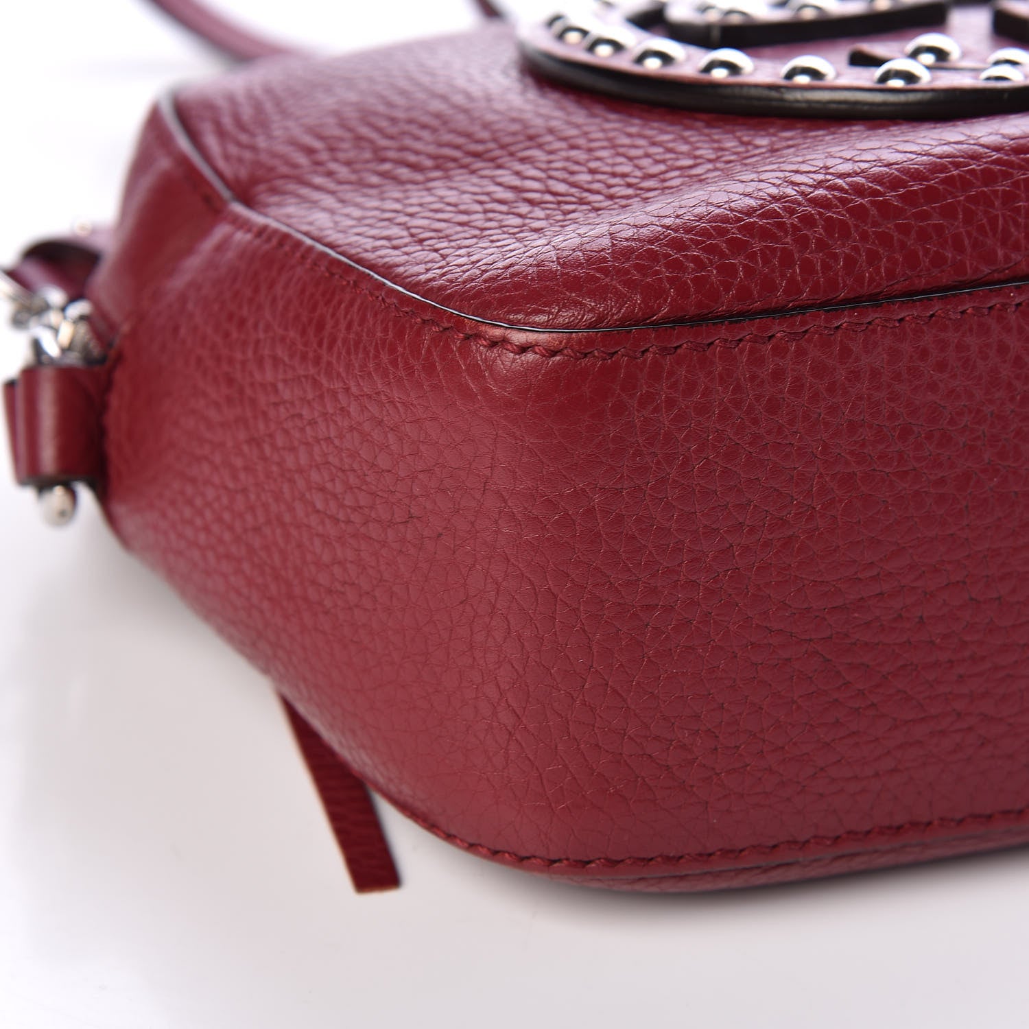 Gucci Pebbled Calfskin Studded Small Soho Disco Bag Soft Burgundy 5 of 14