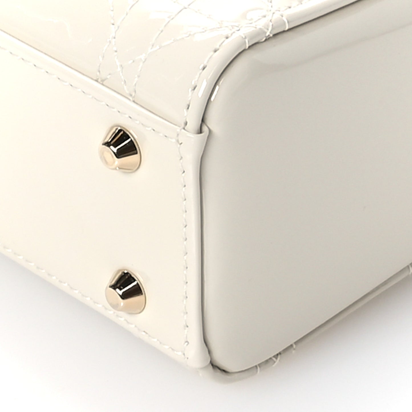Patent Cannage Mini Lady Dior Latte