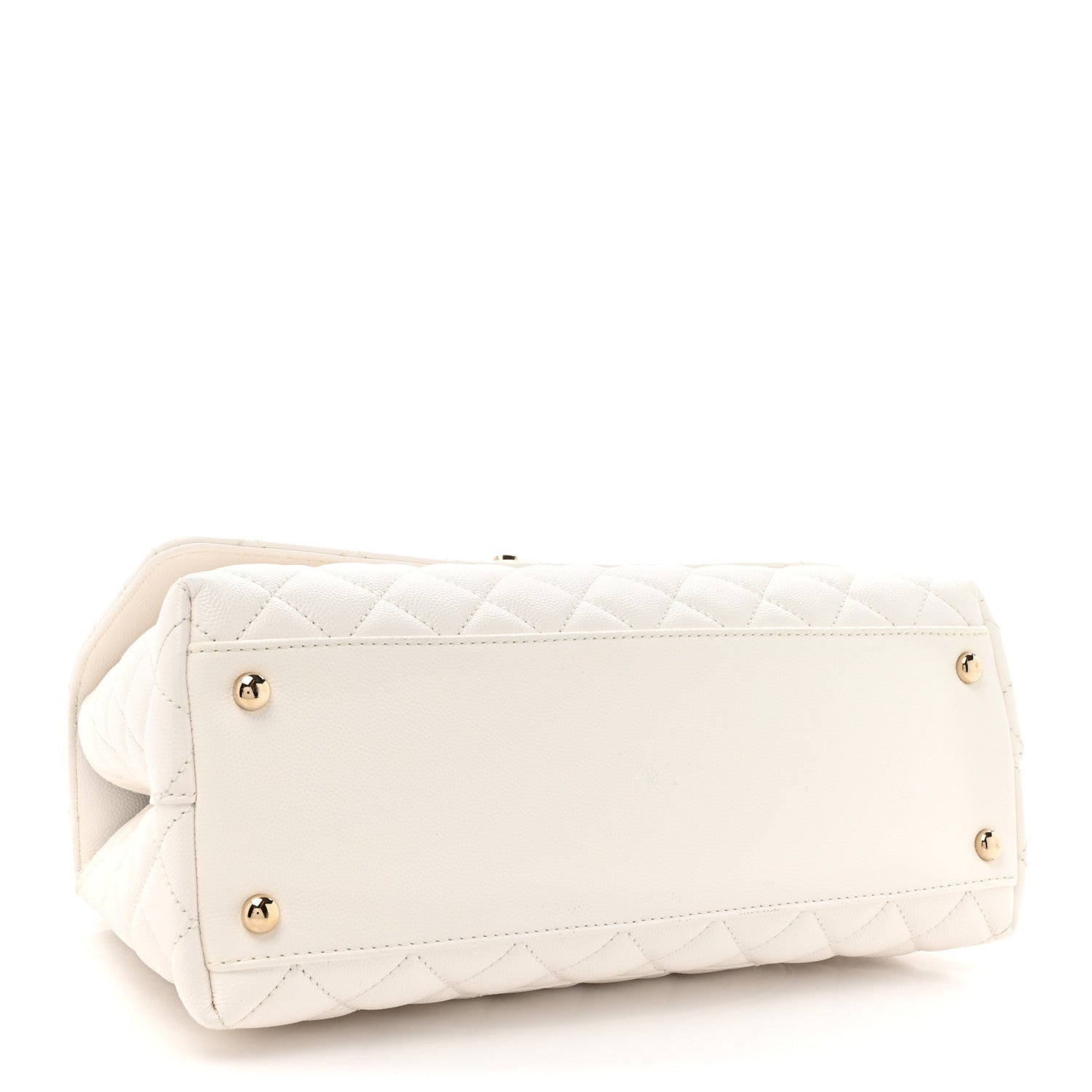 Chanel Caviar Quilted Small Coco Handle Flap White 4 of 11