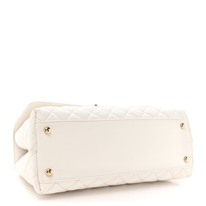 Chanel Caviar Quilted Small Coco Handle Flap White 4 of 11