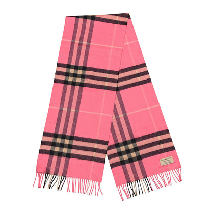 Burberry Cashmere Giant Check Fringe Scarf Rose Pink 3 of 4