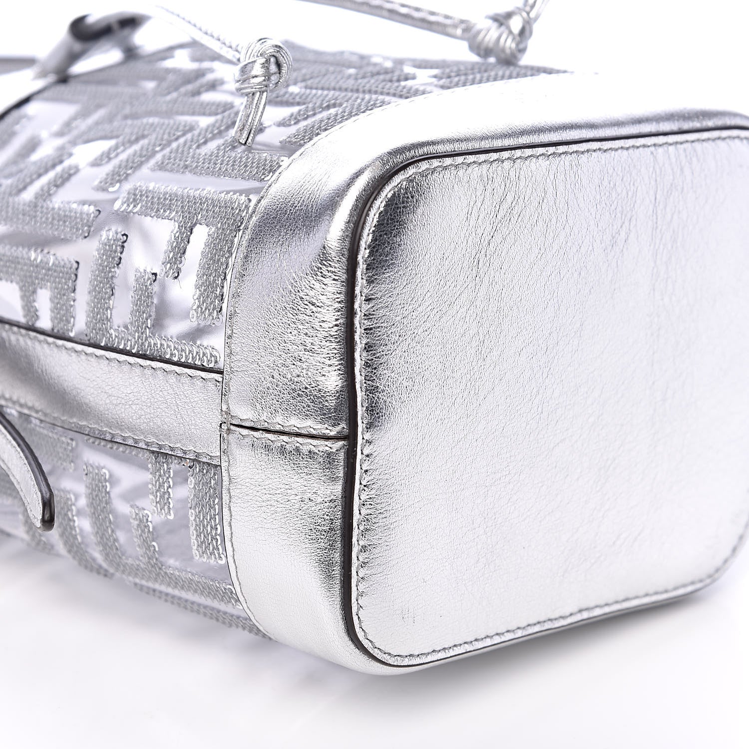 Fendi PVC Vitello Catalan Mirror Sequin F is Fendi FF Mini Mon Tresor Bucket Bag Argento 7 of 9