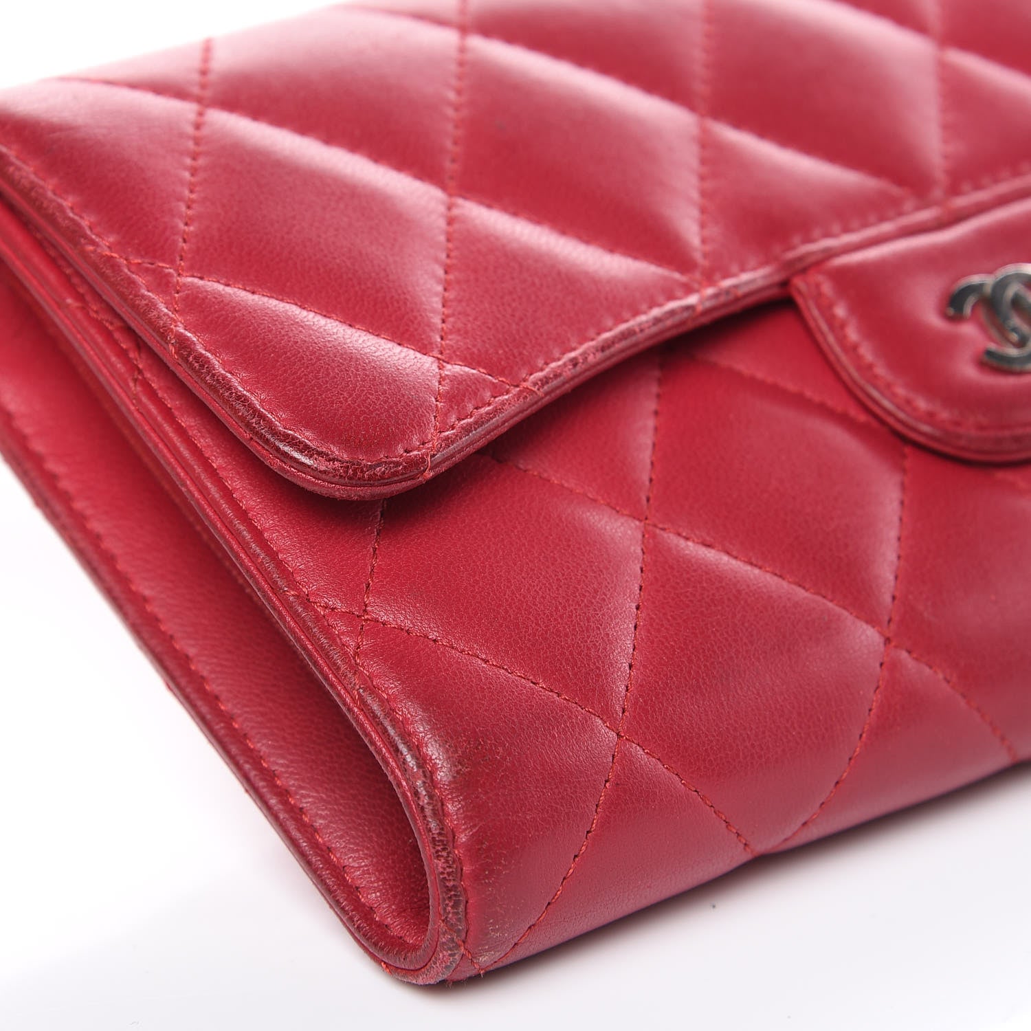 Chanel Lambskin Quilted Large Flap Wallet Dark Pink 9 of 17