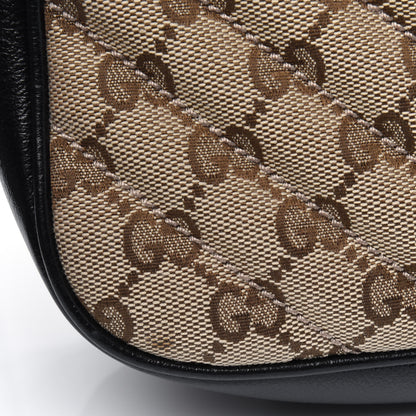 Gucci Monogram Matelasse Diagonal Small GG Marmont Chain Shoulder Bag Beige Black 11 of 15