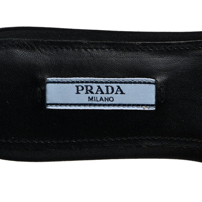 Prada Satin Crystal Logo 10mm Slide Sandals 35 Black 6 of 8